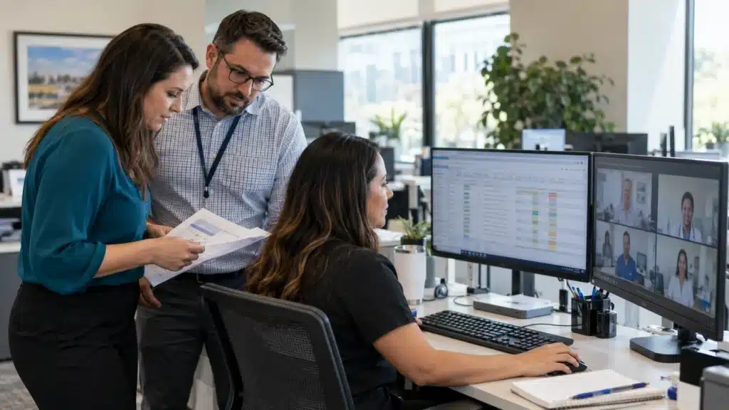 Medical billing team coordinating centralized billing across multiple clinic locations