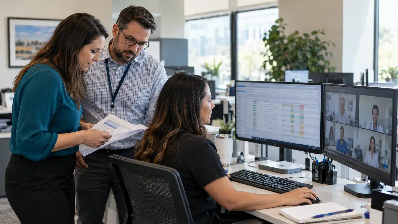 Medical billing team coordinating centralized billing across multiple clinic locations